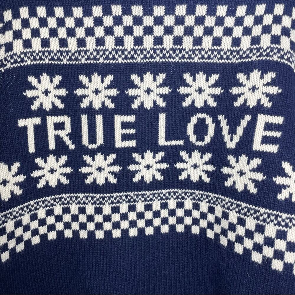 Sandro Paris Navy Blue White Wool Blend True Love Luciano Sweater - 2 Medium - Picture 6 of 13